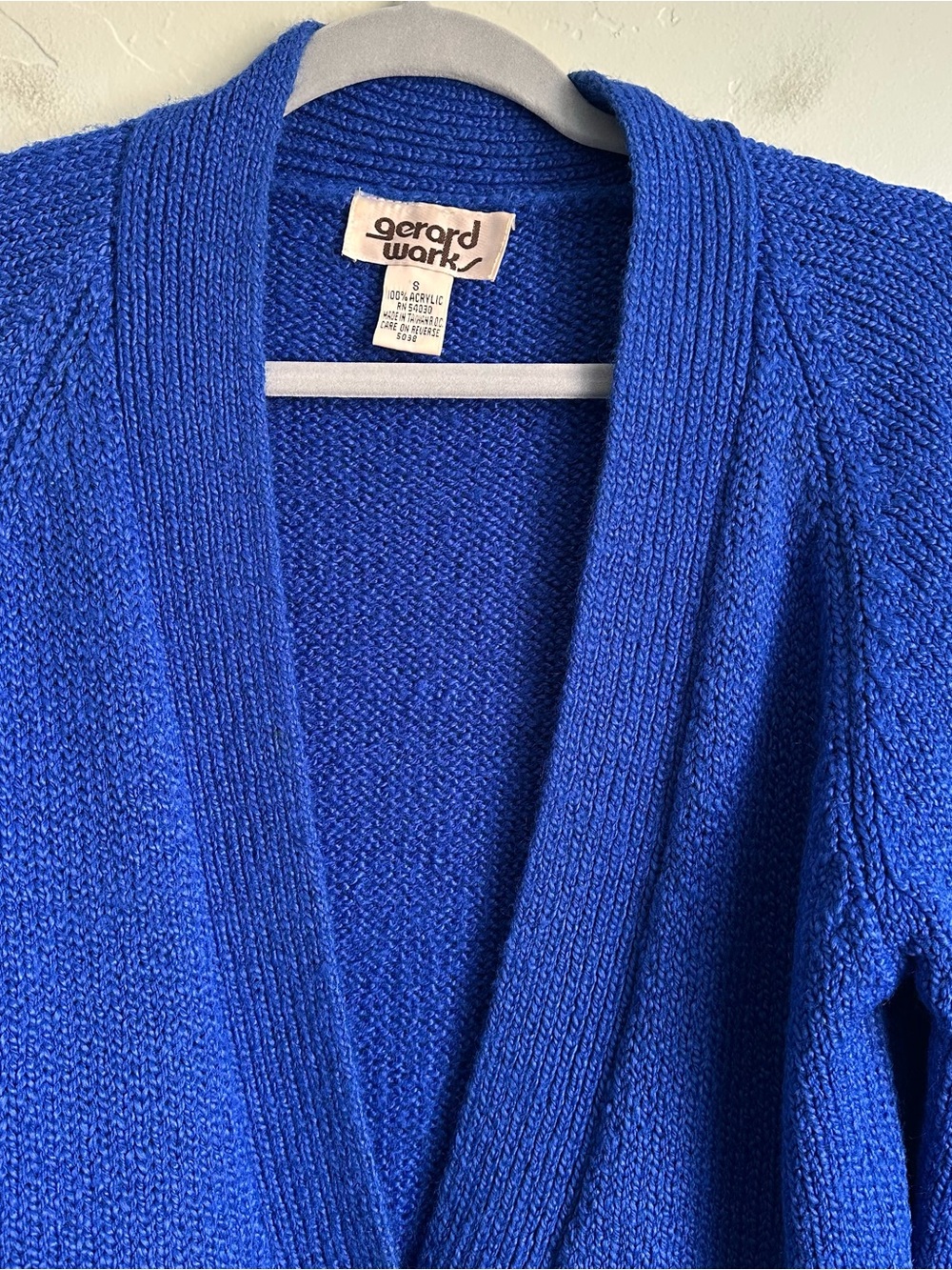 Vintage 80’s Gerard Works Royal Blue V-Neck Button Cardigan Small Preppy - Picture 2 of 6